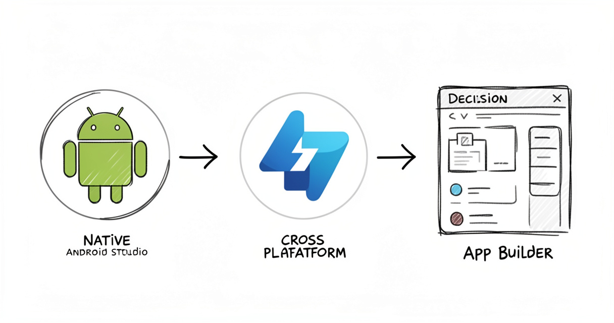 Comparaison des approches native cross-platform et no-code pour créer app Android