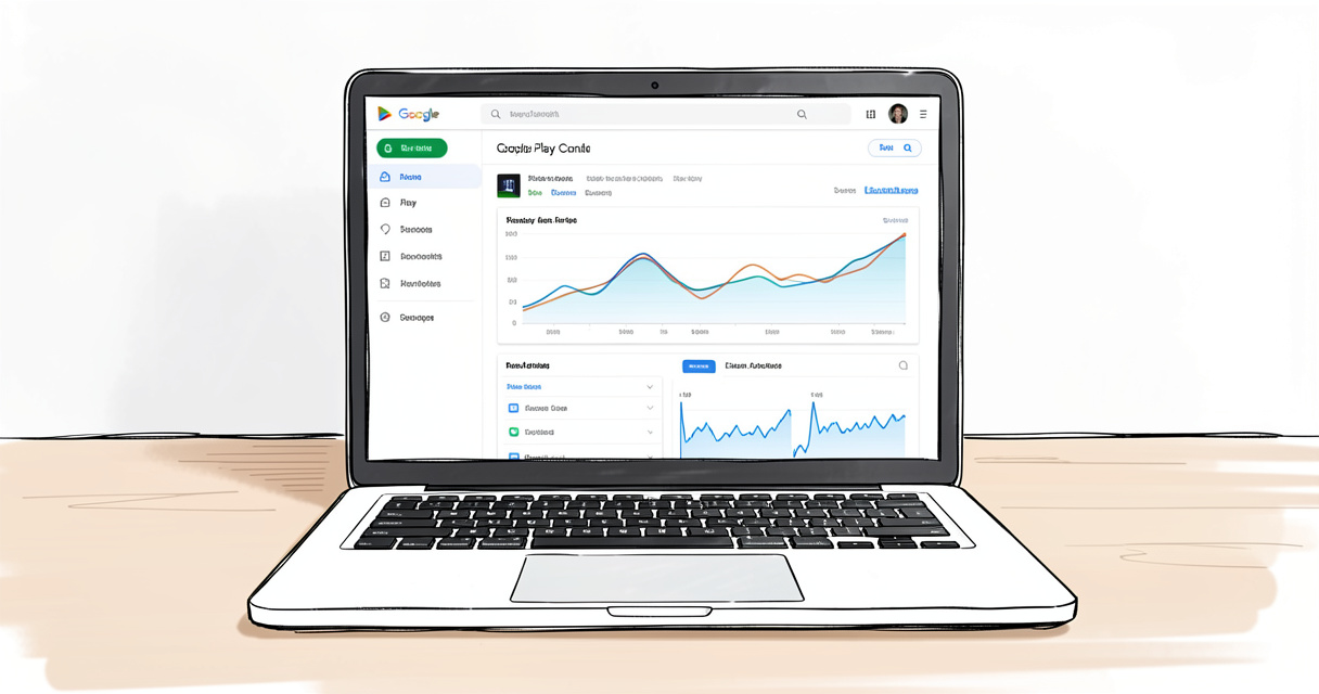 Tableau de bord Google Play Console affichant des graphiques de performance d'application