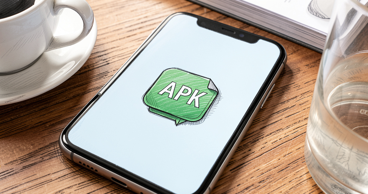 Icône de fichier APK sur écran de smartphone Android