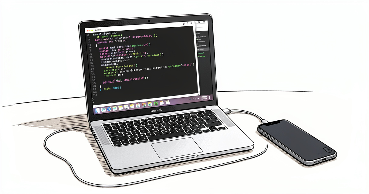 Terminal Linux avec commande adb devices et smartphone Android connecté
