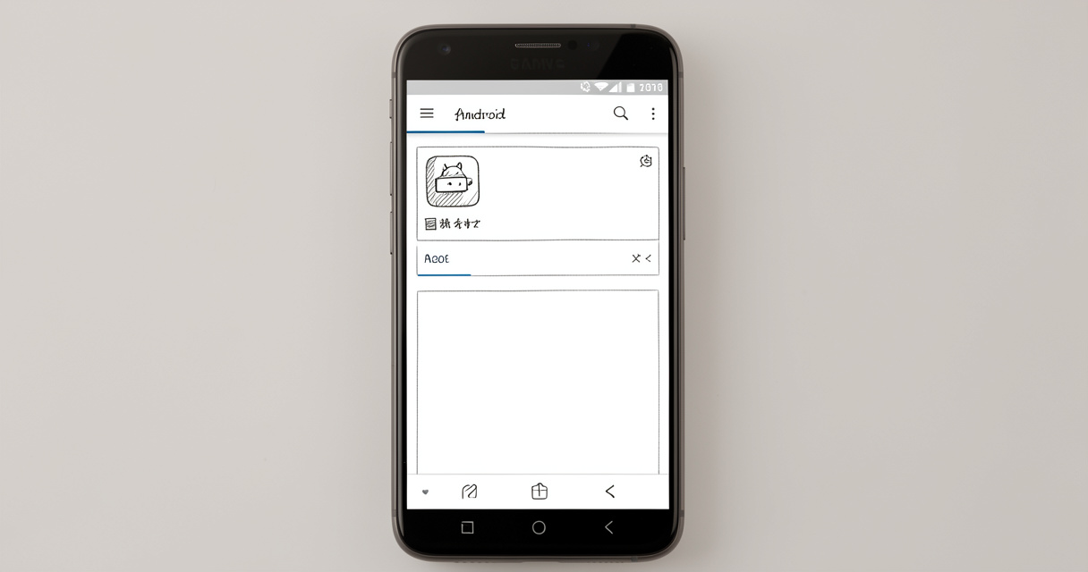 Interface vintage d'Android Market sur un smartphone, illustration sans texte