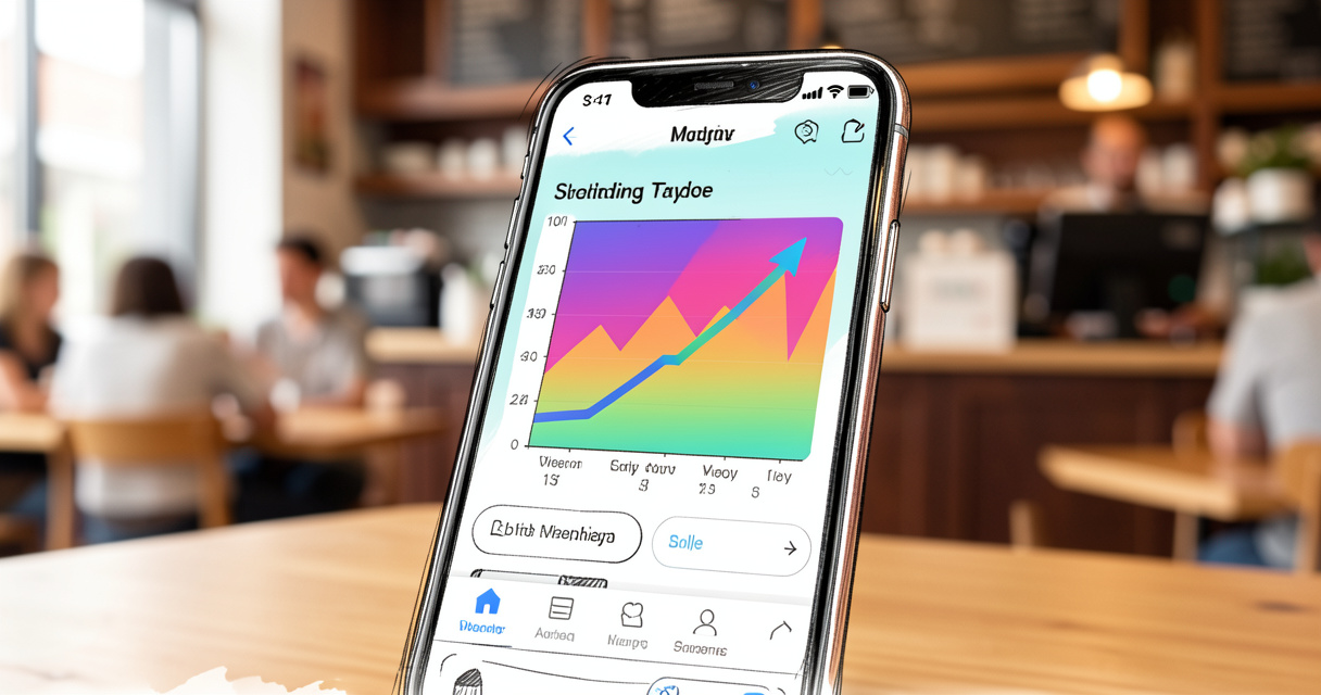 Interface d'application mobile affichant un graphique de croissance, exemple de développement réussi