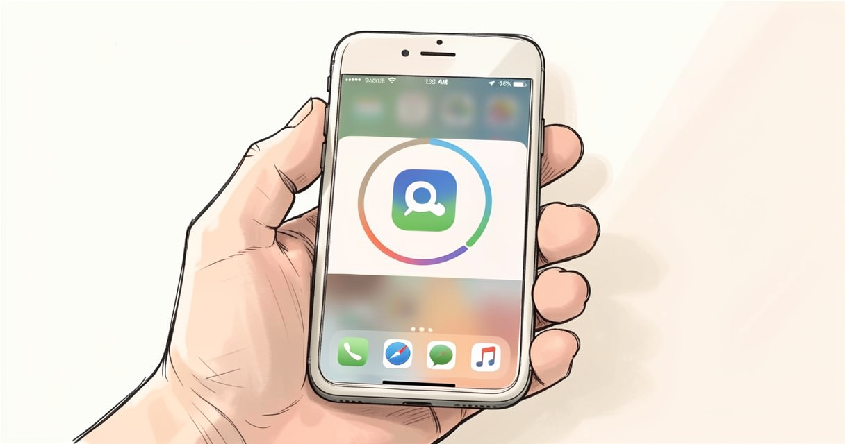 Processus d'installation d'une application sur iPhone avec cercle de progression et icône ajoutée