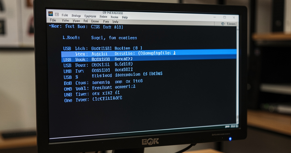 Écran de BIOS avec option de démarrage USB sélectionnée pour installer Android sur PC