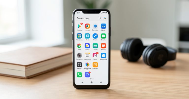Smartphone Android affichant une sélection organisée d'applications utiles