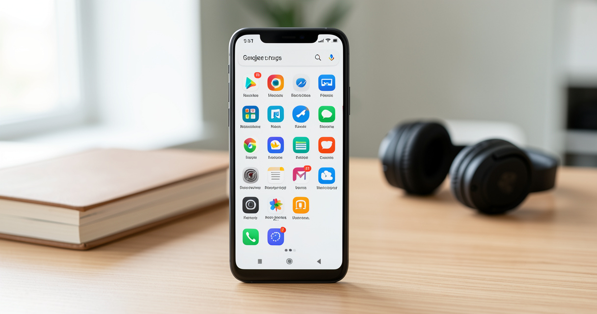 Smartphone Android affichant une sélection organisée d'applications utiles