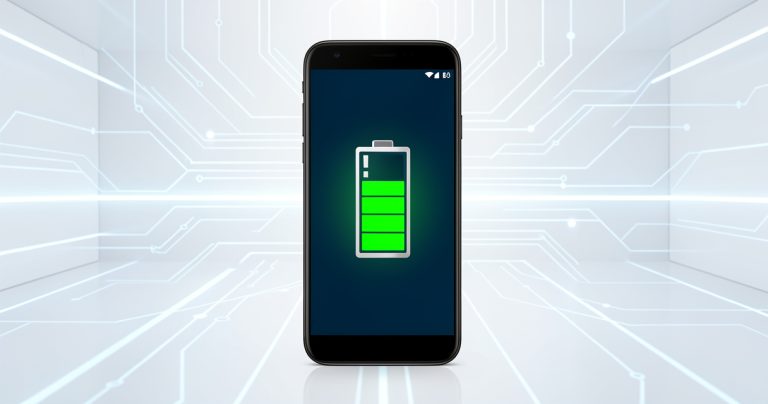 Un smartphone Android avec une batterie pleine affichant les réglages d ecran et d autonomie