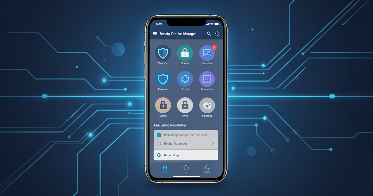 Interface de gestion des permissions et de sécurité des applications sur un smartphone Android