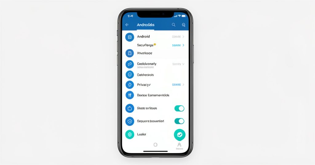 Interface de paramétrage de la confidentialité et de la protection des données sur un smartphone Android