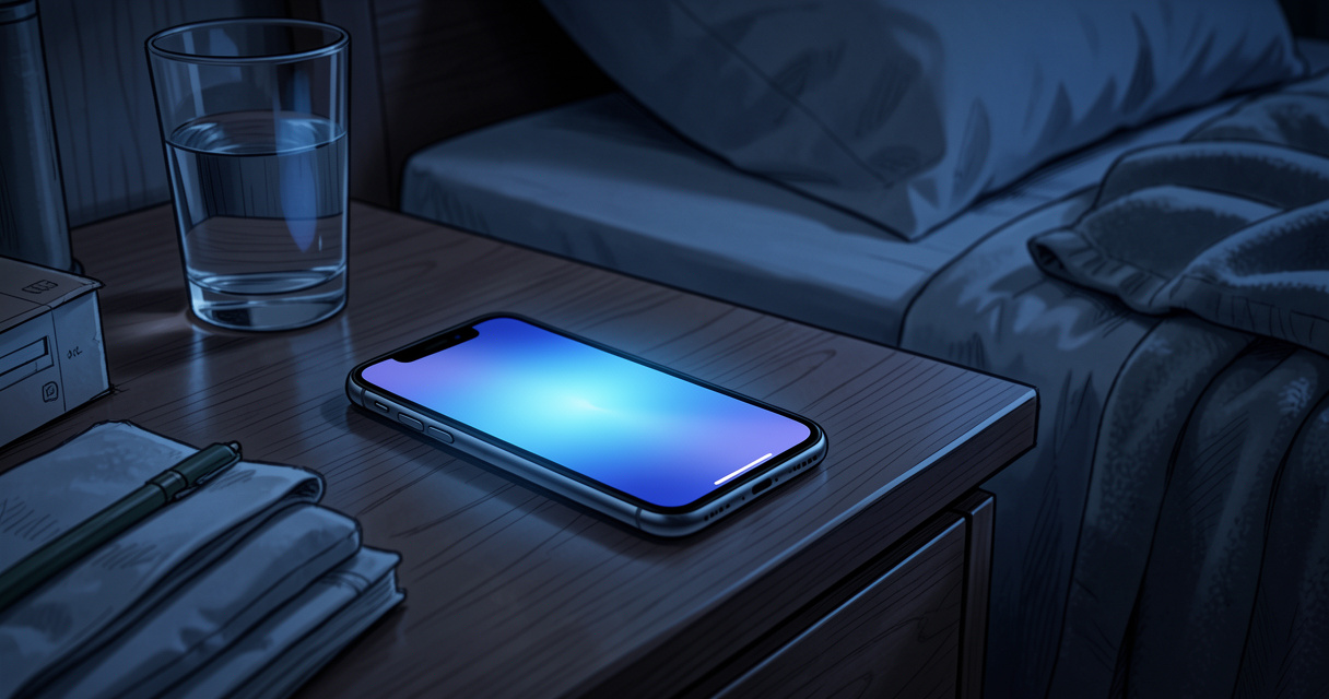 Application apnée du sommeil gratuite affichée sur un smartphone la nuit