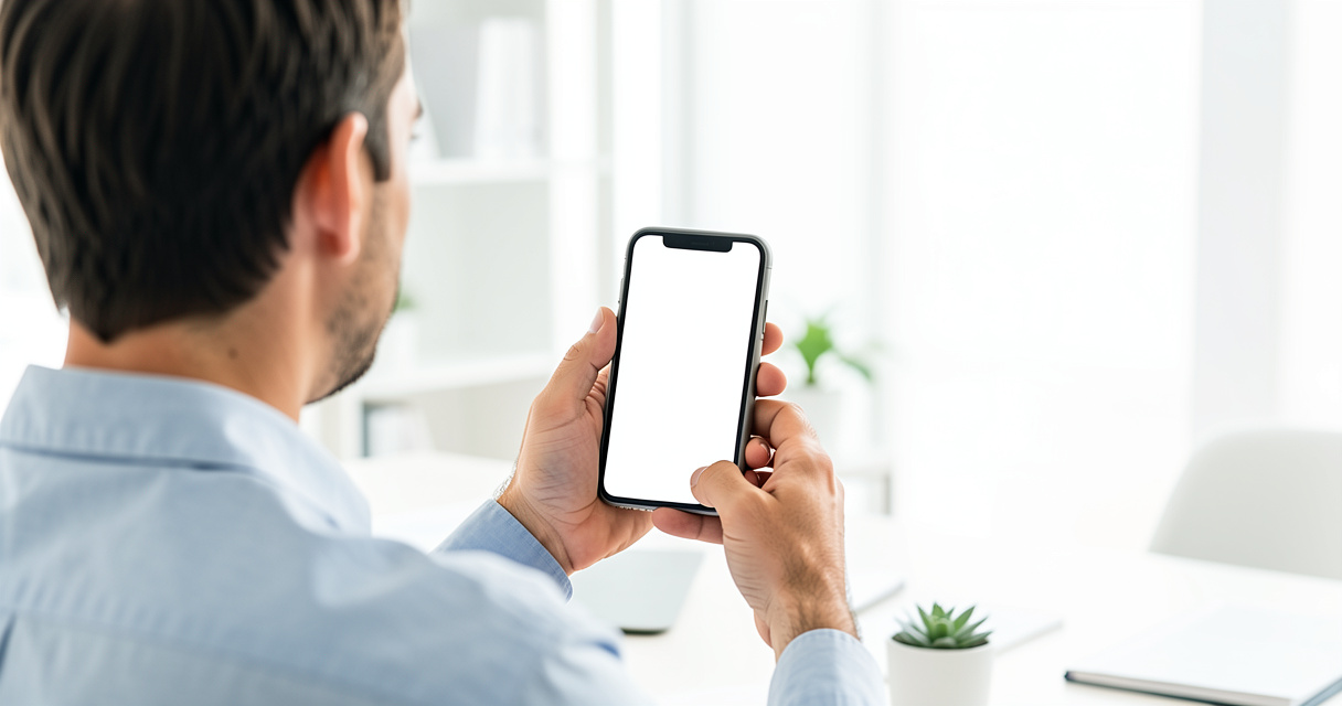 Traducteur vocal sur smartphone utilisé lors d'une réunion de travail